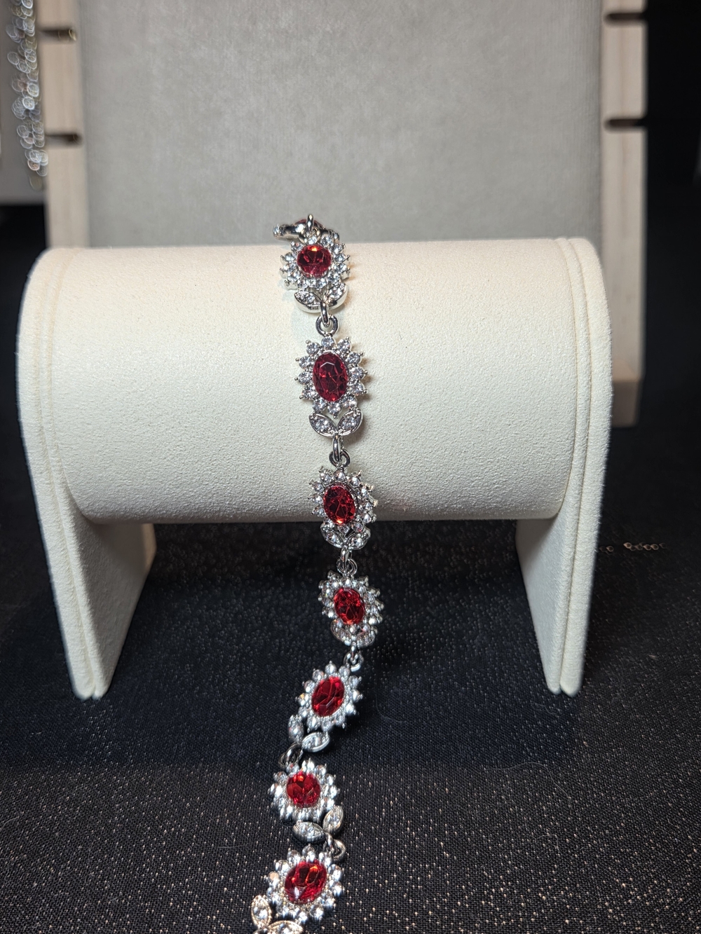 Red Crystal Halo Link Bracelet